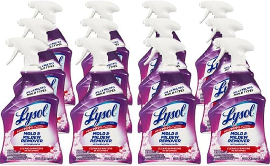 Lysol Mildew Remover Spray with Bleach, 32 Ounce (Pack of 12)