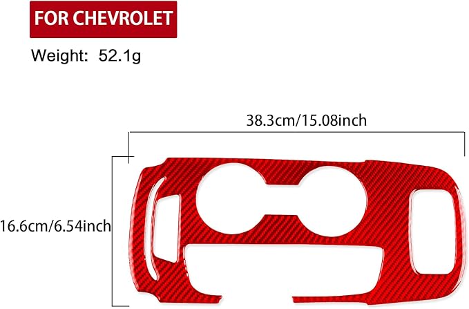 Red Real Carbon Fiber Trim for Chevy Malibu 9th Gen Accessories | for 2016-2024 at Panel Type A Gear Shift Panel Box Cover Sticker Interior Thick Overlay Decal