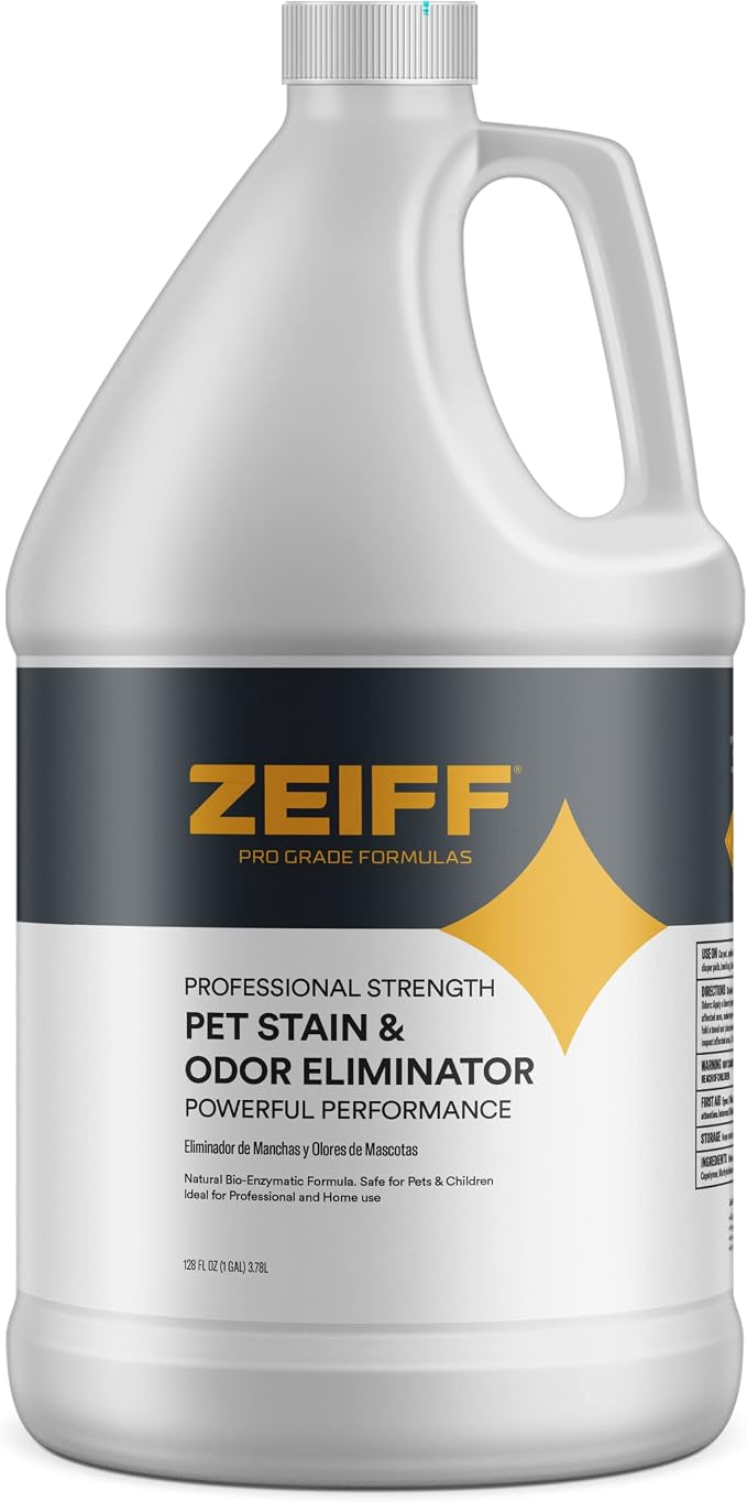 Zeiff Pet Stain and Odor Remover - Pet Odor Eliminator for Home and Professional Use - Carpet Stain Remover - Pet Urine Enzyme Cleaner for Dog and Cat Pee, Feces, and Fluids - 1 Gallon