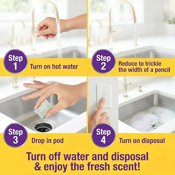 iFLO Foaming Garbage Disposal Cleaner Pods with iFLOBiotic – Powerful Garbage Disposal Foaming Action for Sink, Food Waste & Odor Removal – Disposal Cleaner Pods, 6 Pack