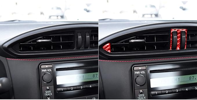 Red Real Carbon Fiber Accessories Central Console Vent A/C Air Vent Decals Compatible with Subaru BRZ/Scion FR-S/Toyota 86 2016 2017 2018 2019 2020 Car Trim Stickers