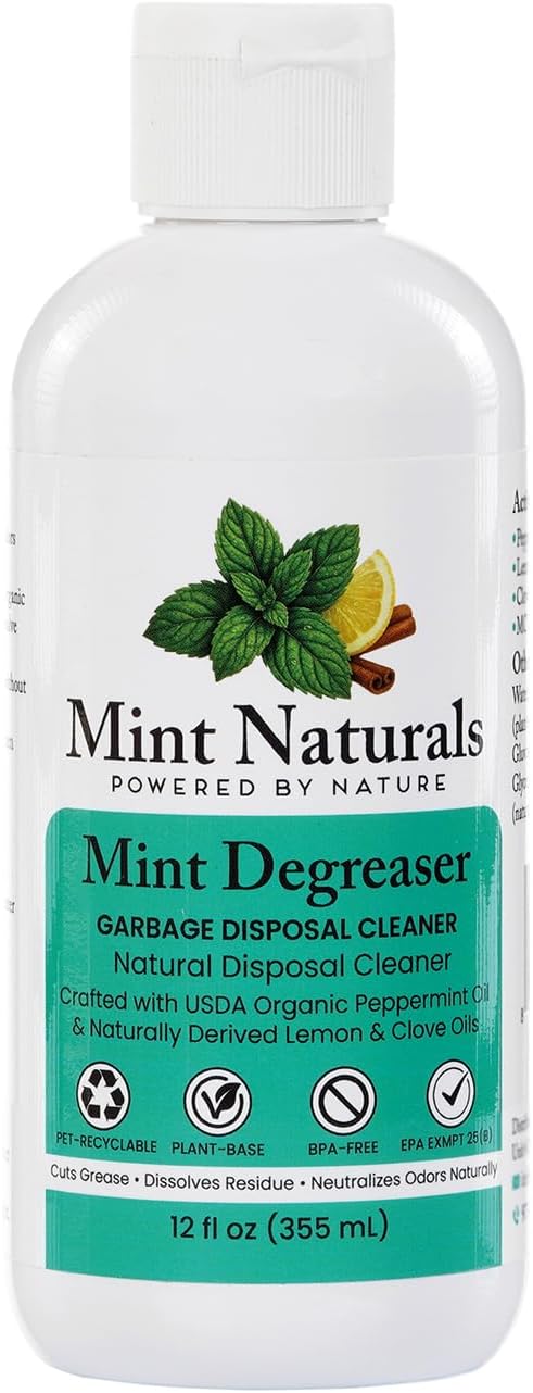 Natural Garbage Disposal Cleaner & Deodorizer - 12oz | Made in USA with USDA Organic Peppermint Oil by Mint Naturals