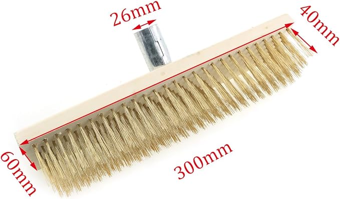 ZYAMY Stainless Steel Wire Floor Brush Head Multi Purpose Metal Wire Deck Brush 11.8 Inches for Scrubbing Concrete Stains Heavy Duty Cleaning Garage Patio Grill Yard Pavement Moss Cleaning Tool