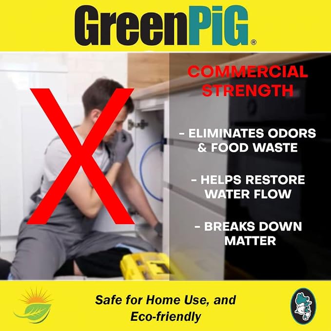 GREEN PIG Garbage Disposal Cleaner and Deodorizer | Eliminates Odors, Breaks Down Odor Causes, Effective Garbage Disposal Usage