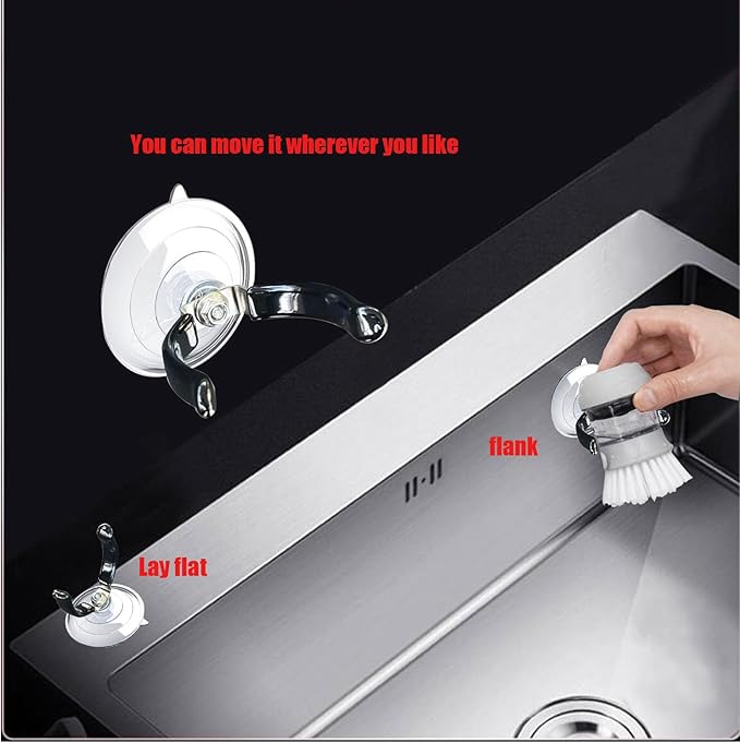 Soap Dispensing Palm Brush Holder for Kitchen Brush Dish Brush with Soap Dispenser Pot with a Traceless Suction Cup (Open Brush Holder)