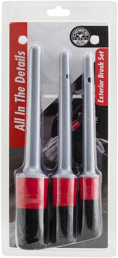 Chemical Guys All in the Details Exterior Detailing Brushes - 3-Piece Soft Scratch-Free Brushes for Wheels, Bumpers, Grilles, Badging & Tight Exterior Gaps on Cars, Trucks, SUVs & More | Three soft, scratch-free brushes reach wheels, bumpers, grilles, ...