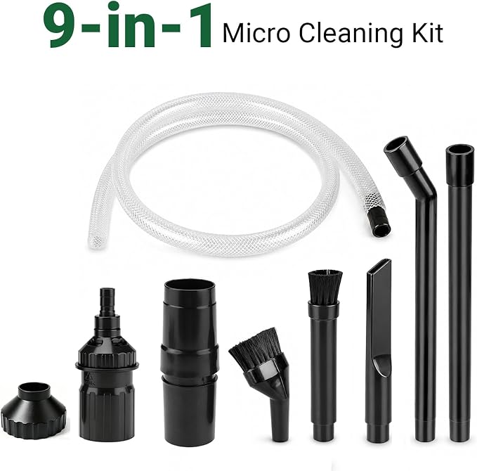 EZ SPARES 1-1/4" Micro Crevice Kit, Keyboard Car Vent Tools with Bag | Boosts suction in tight gaps and corners. Great for wood dust, pet hair, keyboard, car vents. Storage pouch included.