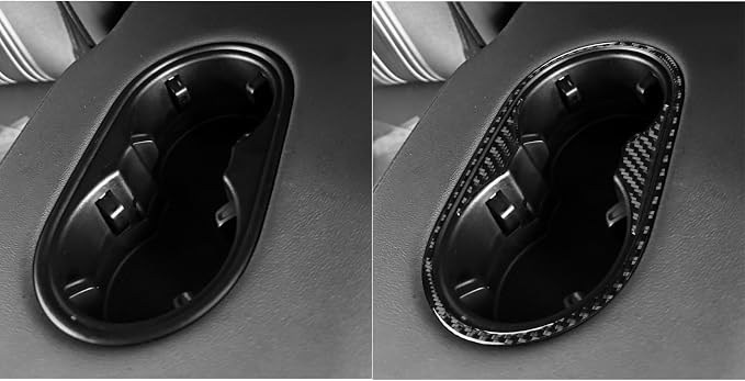 Carbon Fiber Rear Hidden Cup Decals Fit for Audi A3 8Y S3 2021-2025 | Rear Hidden Cup Holder Panel Trim | Accessories | Anti-scratch | Self-adhesive