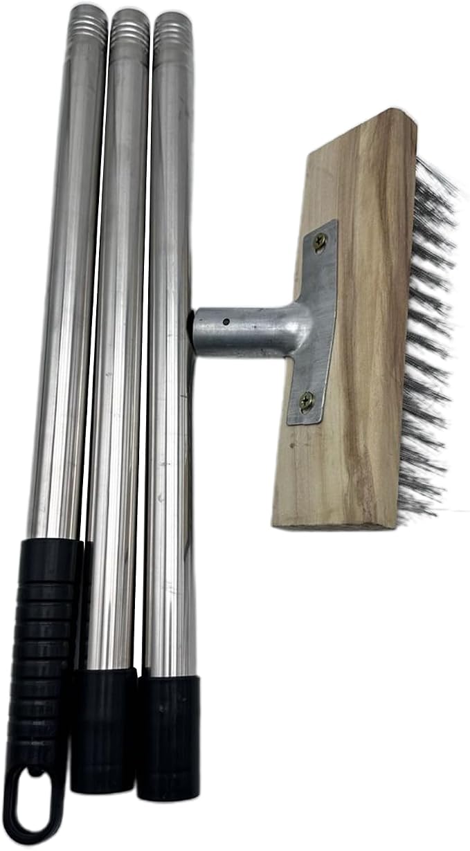 Stainless Steel Wire Brush Hard Wire Bristles Long Handle Stainless Steel | Long Handled Scrub Brush Long Handle Outdoor Moss Bathroom Tub Wall Floor Deck Carpet Boat Garage Patio House Ex