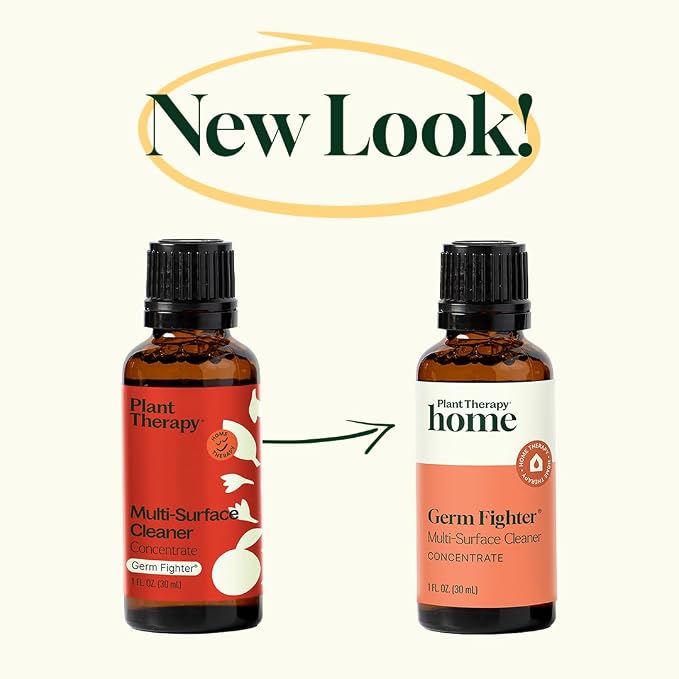 Plant Therapy Home Germ Fighter Blend All Natural Multi-Surface Cleaner Concentrate, Use to Clean Countertops, Stovetops, Tile, Microwave, 30 mL (2-Pack)