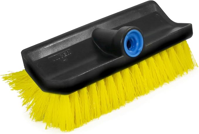 Unger Professional Hydropower Lock-On 10” Bi-Level Scrub Brush, Cleaning Supplies, Scrubber Tool, Compatible with Waterflow Poles, Use in Garage, Driveway, Deck, Concrete, Cement, & Brick(Pack of 12)