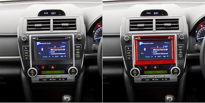Real Carbon Fiber Trim for Toyota Camry Accessories | for 2012 2013 2014 Dashboard GPS Navigatiion Display Screen Panel Frame Interior Thick Overlay Decal