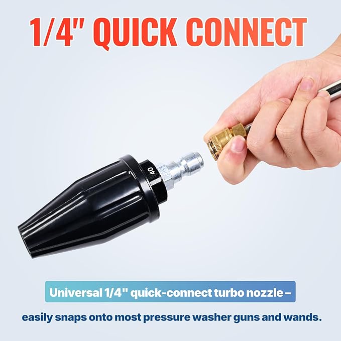 YAMATIC Pressure Washer Turbo Nozzle, 3000 PSI 4.0 GPM | 1/4" Quick Connector, 360° Rotating Spray Tips, Compatible with Ryobi, Greenworks, Craftsman, Troybilt, Simpson