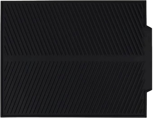 Dish Drying Mat for Kitchen Counter, Silicone Large Dish Drying Pad, Easy Clean Non-slipping Heat Resistant Dish Rack Mat, Foldable Dish Drain Mat, 17'' x 13'', Black