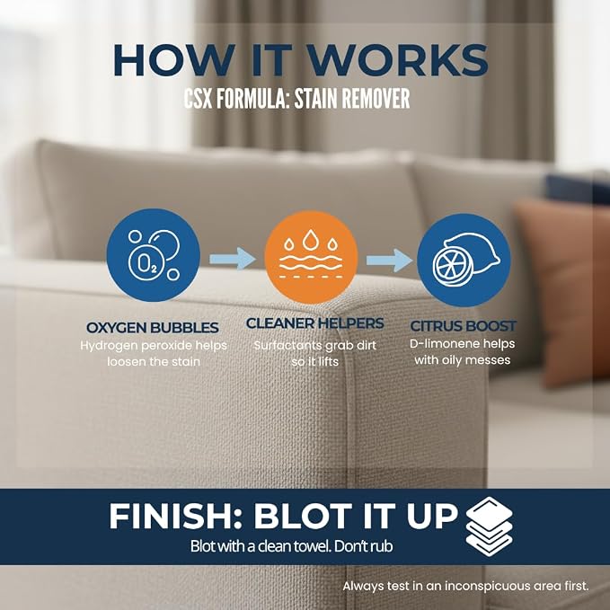 CSX Formula® Carpet Stain Remover 24oz – Most Powerful Carpet & Upholstery Cleaner, Professional Strength, Deep Clean Formula – Removes grease, wine, coffee, ink, food, and more – Made in USA