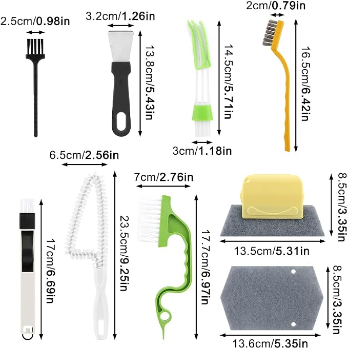 Window Sill Cleaner Tool, 13 Pcs Window Track Cleaning Tools Set, Deep Clean Groove Gap Cleaning Brush Kit for Window Tracks, Sliding Doors, Tile Lines, Car Vents, Keyboards