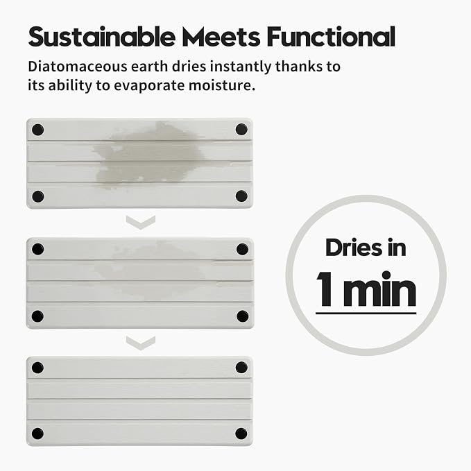 Razborci Instant Dry Sink Caddy Kitchen Sink Organizer, Quick Drying Diatomaceous Earth Stone Sink Tray Sponge Holder Soap Dish, Bathroom Countertop Vanity Dispenser Toothbrush Bottle, White, 10" x 4"