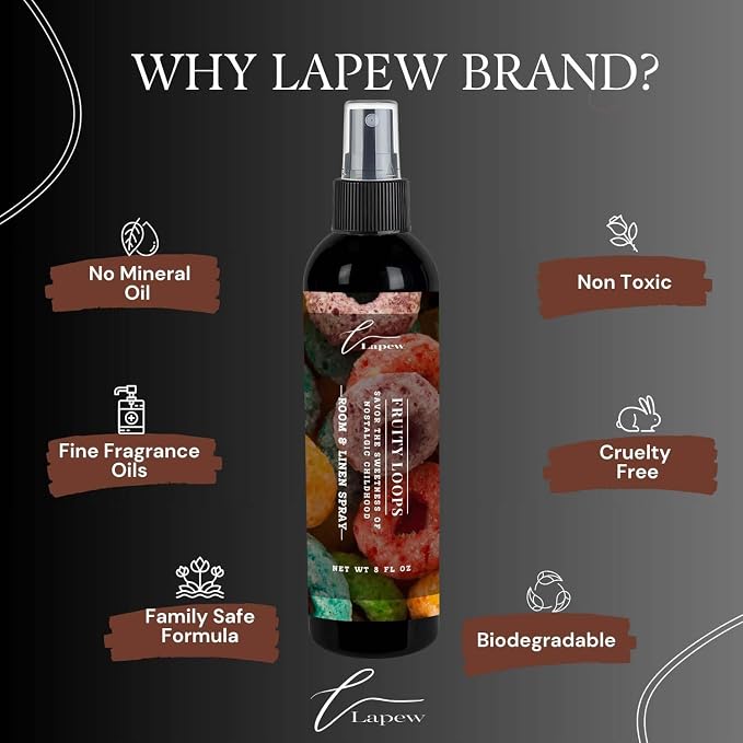 Lapew Room & Linen Spray | Fragrance Mist for Home, Car & Office | Fabric & Air Freshener | Neutralizing Mist | Made in USA | Fruity Loops