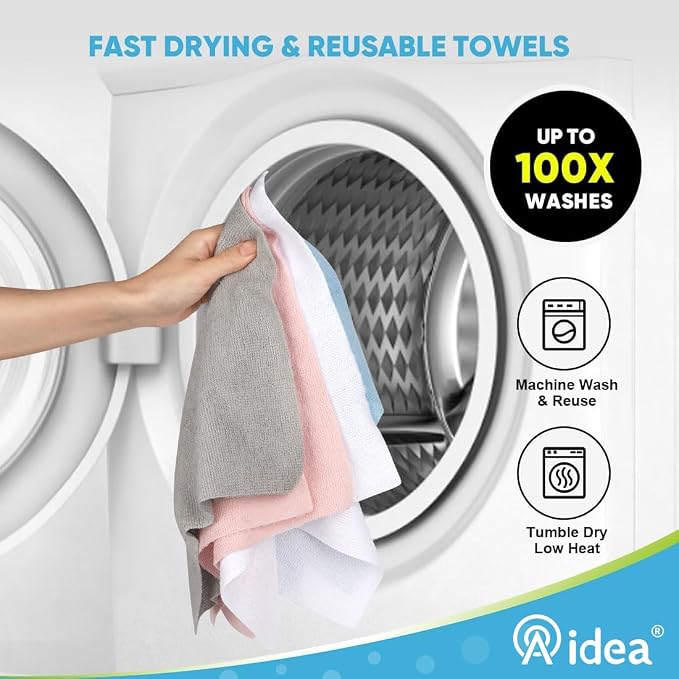 AIDEA Microfiber Cleaning Cloth Roll-55 Sheets, Microfiber Towels 11×9" | Reusable Paper Towels, Shop Towels Cleaning Rags for Automotive, Workshop, House, Kitchen, Car Cleaning Supplies, Grey