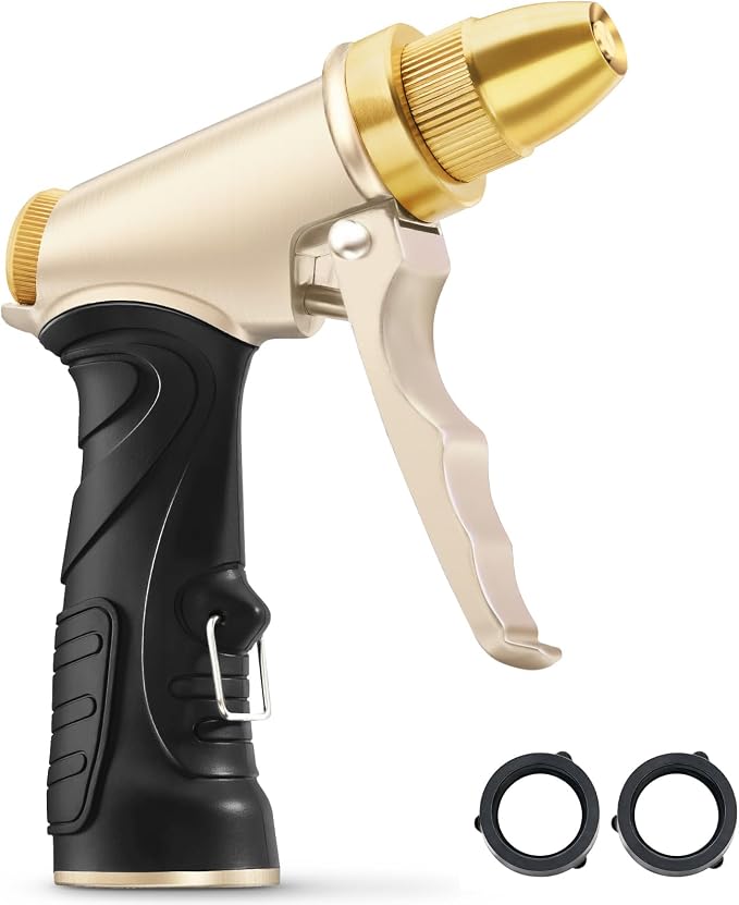 Graden Hose Nozzles,Heavy Duty Metal Water Hose Sprayer Nozzle,100% Brass | Nozzle High Pressure Water Hose Nozzles with Adjustable Spray Patterns for Watering Plants, Car Washing, and Pet Showering