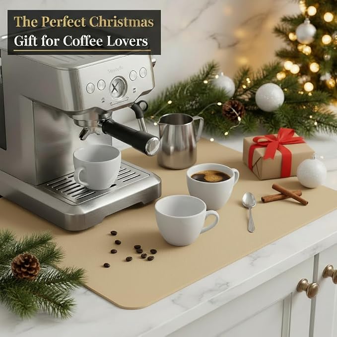 Dish Drying Mat Super Absorbent – 16" x 18" Coffee Mat for Countertops – Non-Slip Drying Mat for Kitchen Counter – Easy to Clean Water Absorbent Mat – Large Dish Drying Mats (Butter Yellow)