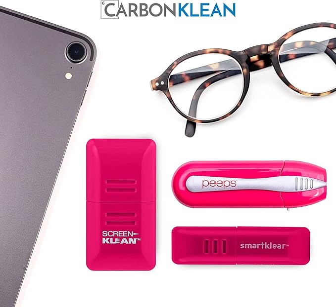 Peeps Glasses Cleaner - for Eyeglasses, Reading Glasses, and More - Lens Cleaner with Carbon Microfiber Tech-Injected Pink-3 Count (Pack of 1)