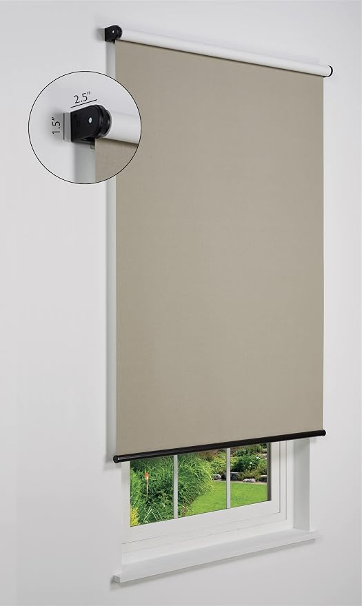 Customizable Cordless Blackout Sierra Collection Roller Shade, Taupe 30" to 35" W X 48" H (Arrives 1/4" Narrower)