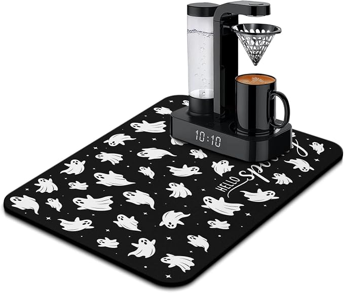 Fun Coffee Mat 24inx18in,Coffee Bar Mat for Countertops,Absorbent Hide Stain Anti-Slip Coffee Bar Accessories Fit Under Coffee Machine Mat,dish Drying Mats for Kitchen