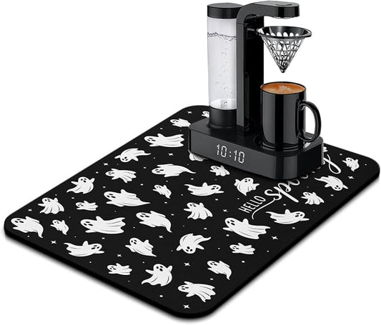 Fun Coffee Mat 24inx18in,Coffee Bar Mat for Countertops,Absorbent Hide Stain Anti-Slip Coffee Bar Accessories Fit Under Coffee Machine Mat,dish Drying Mats for Kitchen