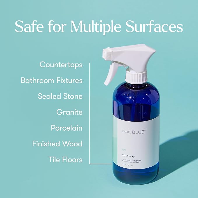 Capri Blue Volcano Multi Surface Cleaner Spray - Multi Purpose Cleaner - Cleaning Spray Safe for Countertops, Granite, & More - Vegan & Cruelty Free Cleaning Supplies (16 fl oz)
