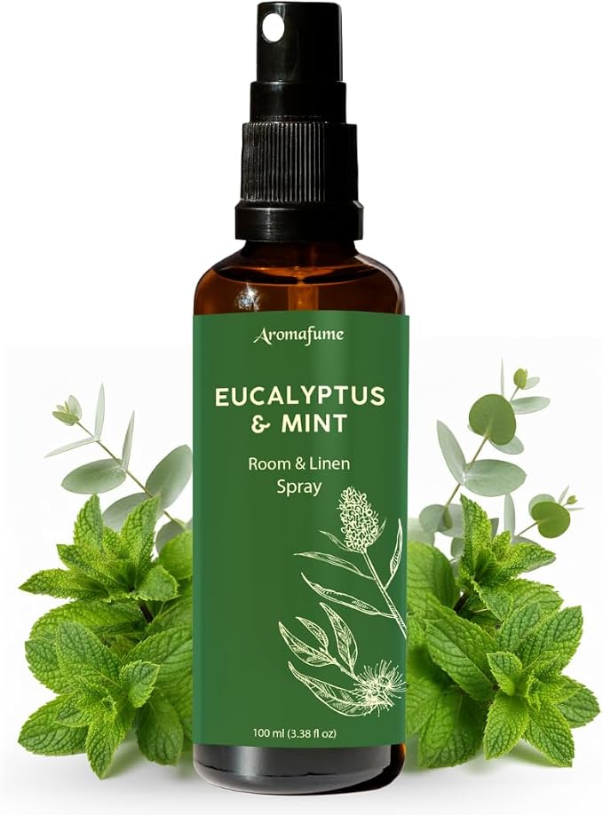Eucalyptus & Mint Air Freshener Spray for Room & Linen 100ml by Aromafume | Made with Pure Eucalyptus & Mint Essential Oil | Aromatherapy Spray to Refresh & Revitalize | Mist for Bedding, Fabrics