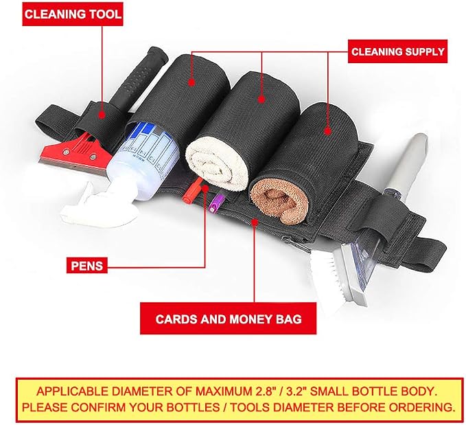 Tool Pouch, Waist Tools Bag Belt, Bottle Holster, Heavy Duty Working Tool Apron for Janitorial, Custodial, Housekeeping, Cleaning