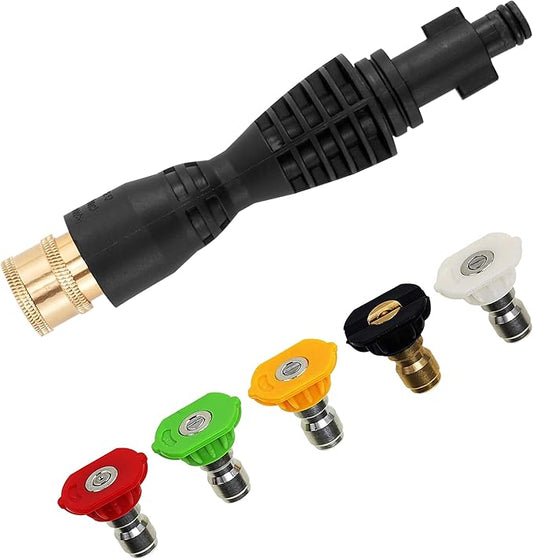 PWACCS Pressure Washer Gun Adapter Kit, 1/4" Quick Connect | Power Washer Gun Fittings, 5 Spray Nozzles, Compatible with Ryobi, Powerclean, Portland and Husky