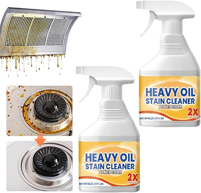 Kitchen Heavy Oil Cleaner Spray,100ML All Purpose Kitchens Heavy Oil Cleaning Agent, Grease Remover, , Multipurpose Kitchen Cleaner Spray for Countertops,stovetop , Ovens and Appliances (100ML-2PC)