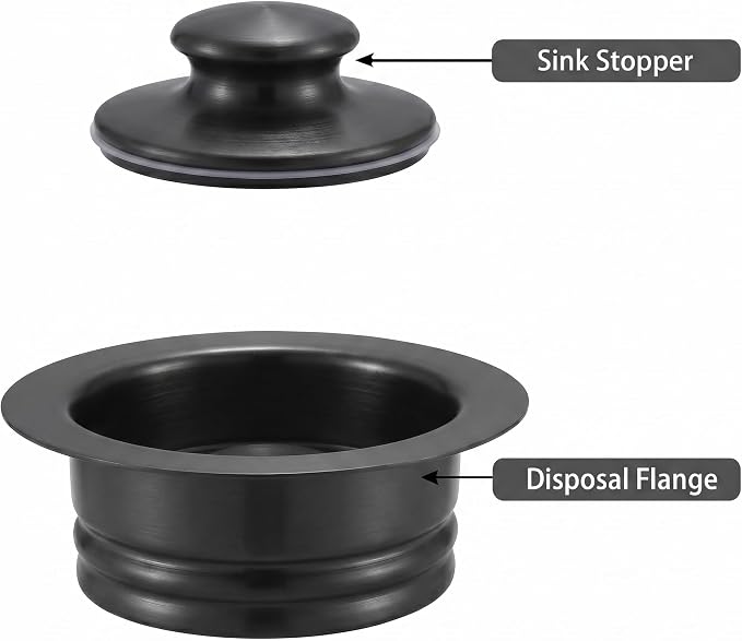 LQS Kitchen Sink Garbage Disposal Flange and Sink Stopper, fit 3-1/2 Inch Standard Sink Drain Hole Color Black
