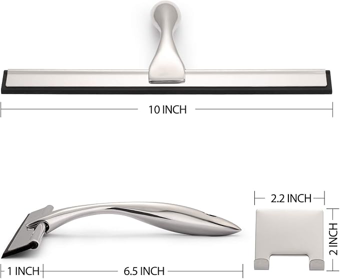 Hiware All-Purpose Shower Squeegee for Shower Doors, Bathroom, Window and Car Glass - Stainless Steel, 10 Inches