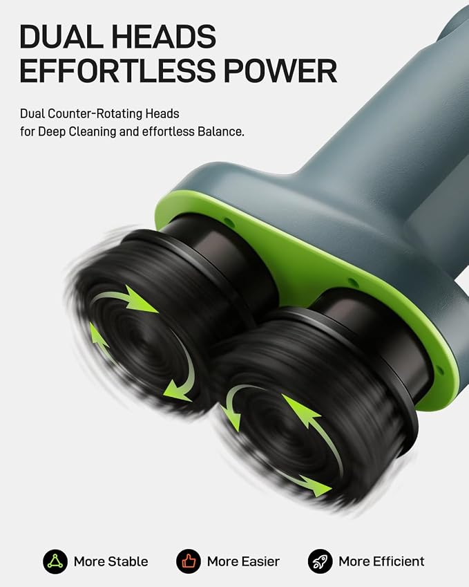 Electric Cleaning Brush, Dual Head Power Brush Scrubber with Infrared Control, 8-in-1 Cordless Power Scrubber for Bathroom & Shower, Electric Scrubber with Adjustable Handle for Bathtub, Tile, Floor