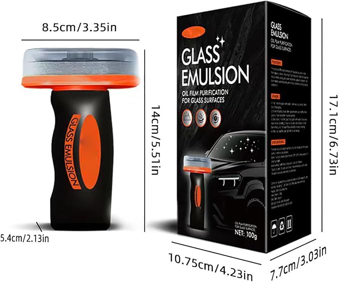 2PCS Glass Oil Film Remover, Roll-On Glass Compound with Cleaning Board, Glass Emulsion Cleaner, Car Oil Film Cleaner, Universal Oil Film Remover for Car Windshields and Windows 100ml