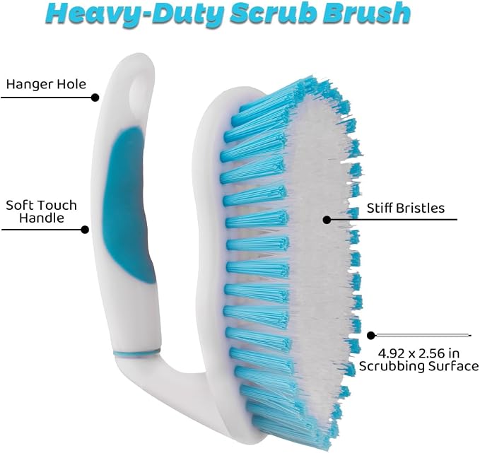 3 Pack Scrub Brush Set, Heavy-Duty Scrub Scrubbing Brushes for Cleaning | Grout Brush with Stiff Bristles Cleaning Brush for Bathroom, Bathtub, Kitchen, Floor, Tub, Tile, Sink