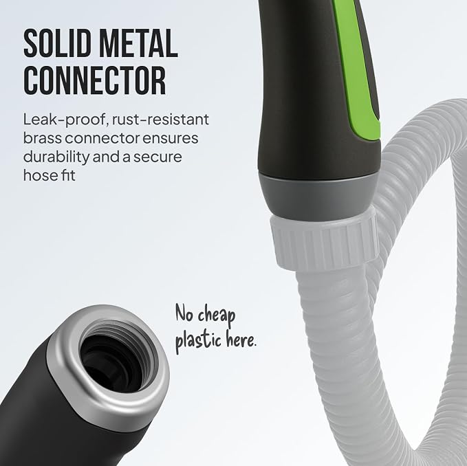 Garden Hose Nozzle – 8-Pattern Hose Sprayer with Thumb Control – Watering Tool for Garden, Car Wash, Lawn Care & Pet Shower