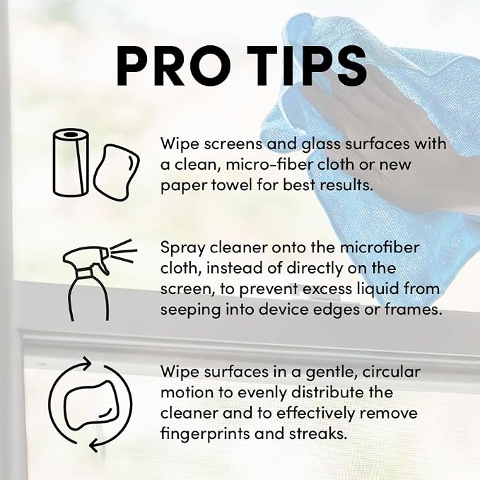 Clean Revolution Pro Digital Screen and Glass Cleaner, Spray and Wipe TV Screens, Computers, Mirrors and Windows: Non-Toxic, No Harsh Chemicals or Odors. Unscented, 18 oz (Pack of 1) - Made in USA