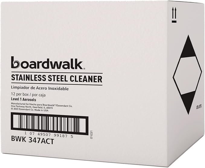 Boardwalk Stainless Steel Cleaner and Polish, Lemon, 18 oz Aerosol Spray, 12/Carton