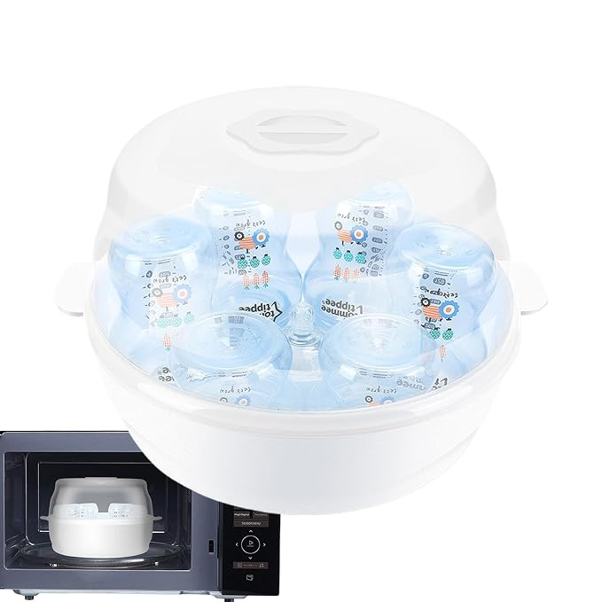 Microwave Steam Steriliser – PP ABS 8.86x8.66x6.89 Inches | Bottle Cleaner Microwave Safe High Temperature Case | Bottle Sterilizer Container for Hygienic Cleaning and Home Use