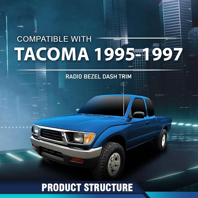 PIT66 Radio Bezel Dash Trim Compatible with Toyota Tacoma 1995-1997 | Radio Bezel Dash Trim Compatible with Toyota Tacoma 1995 1996 1997 Dashboard Panel Bezel | Black ABS Plastic