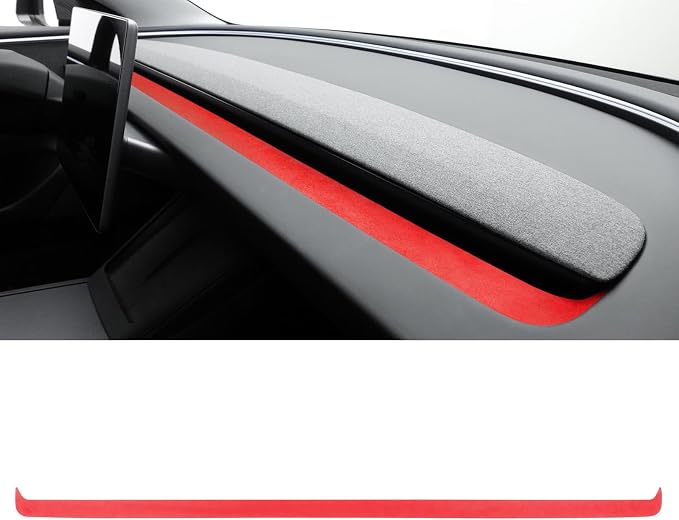 Betterhumz Car Dashboard Panel Trim for Tesla Model 3 M3 Highland 2026 2025 | Center Console Front Air Condition Vent Cover Sticker Moulding Tuning Accessories (for alcantara Red)