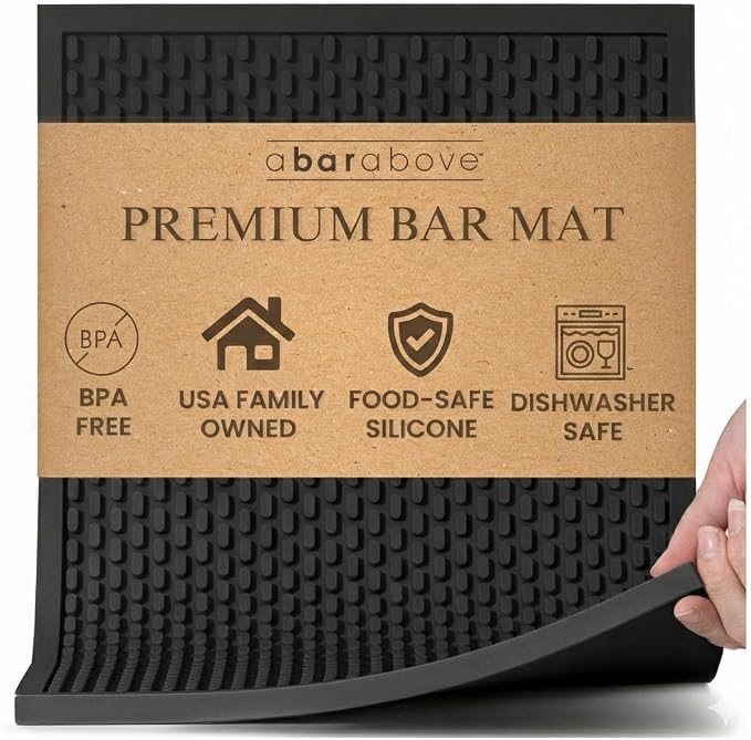 Premium A Bar Above Heavy Duty Bar Mat, Food Safe Silicone Mat, Mats for Bartending and Coffee, Commercial Strength Bartender Accessories, Dish Drying Mats for Kitchen Counter, Barista Accessories