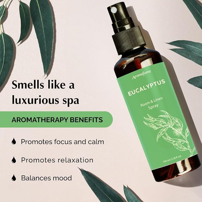 Eucalyptus & Lavender Linen Spray Set 100ml | Aromatherapy Natural Mist & Pillow Spray | Relaxation, Sleep & Wellness | Infused with 100% Pure Essential Oils