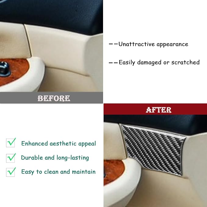 Real Carbon Fiber Trim for Honda Accord Accessories | for 2003 2004 2005 2006 2007，Door Panel Cover，Interior Dash Panel，Thick Overlay Sticker Decal