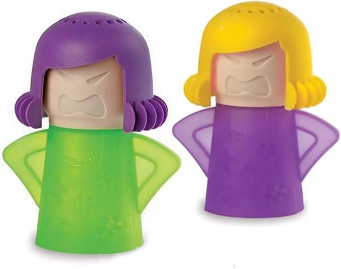 Angry Mama Microwave Oven Stem Cleaner 2 Pcs Mom Steam Cleaner Just Add Vinegar and Water Vapor Fog Steamer Cleaning Equipment Easily Cleans the Crud in Minutes for Kitchen or Office(Green&Purple)