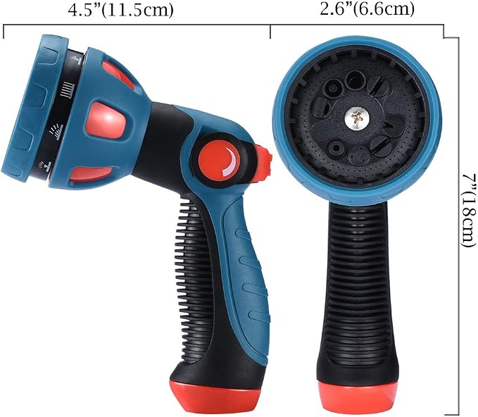 HmiL-U Garden Hose Spray Nozzle - 10 Adjustable Patterns Metal High Pressure Hose Nozzle with Thumb Control Design, Hose Sprayer for Garden & Lawns Watering, Cleaning, Pets & Car Washing